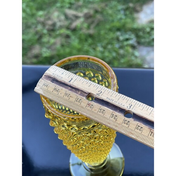 4‎ L.E. Smith Hobnail 8oz Glasses Footed Pedestal Wine Parfait Yellow Gold Amber - Picture 11 of 13